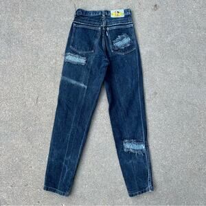 80s All American Girls by JOUJOU high rise dark wash distressed frayed jeans